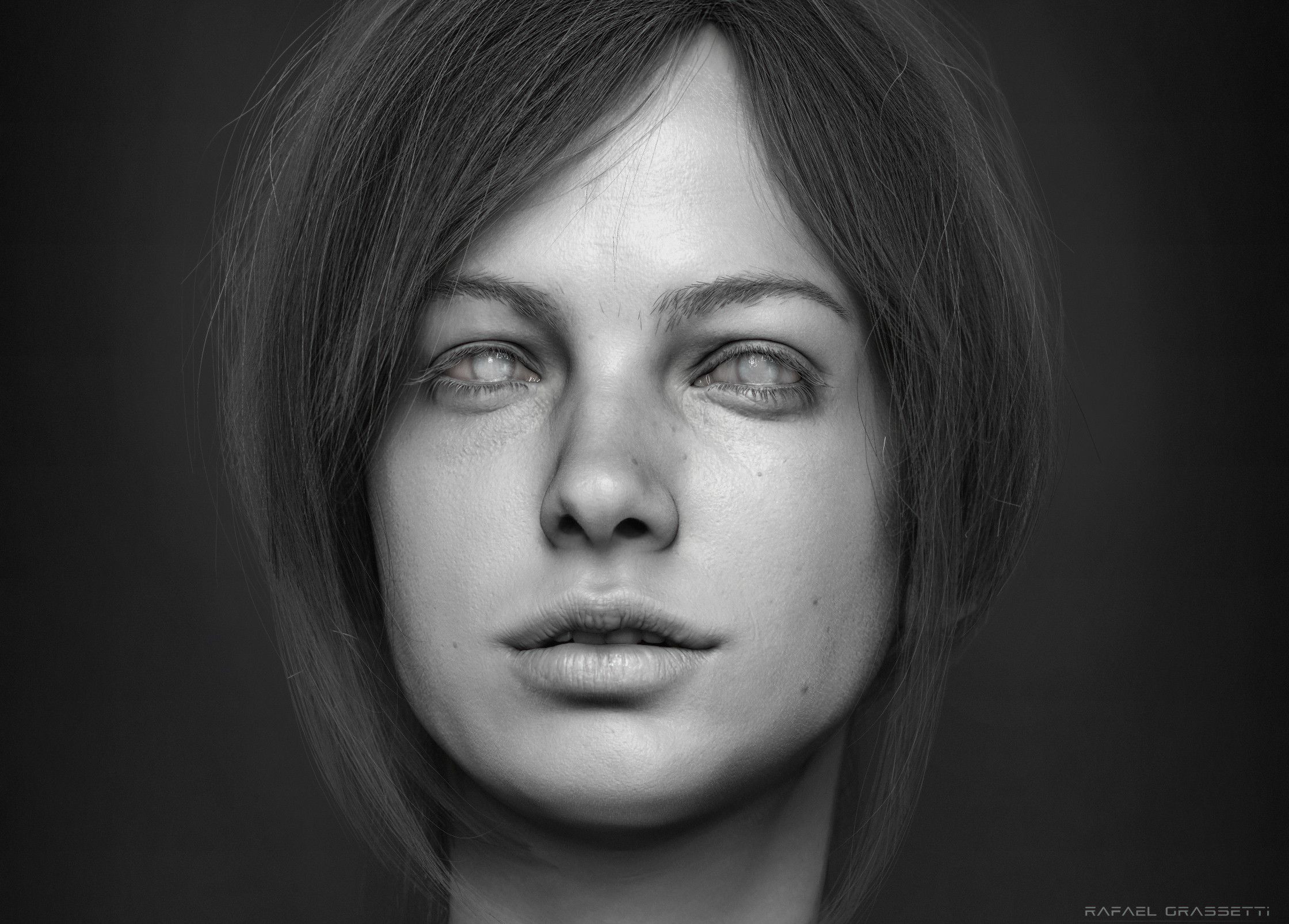 Ироничное лицо. Портрет девушки. Лицо девушки в анфас. Человеческое лицо женское. Модель портрет.
