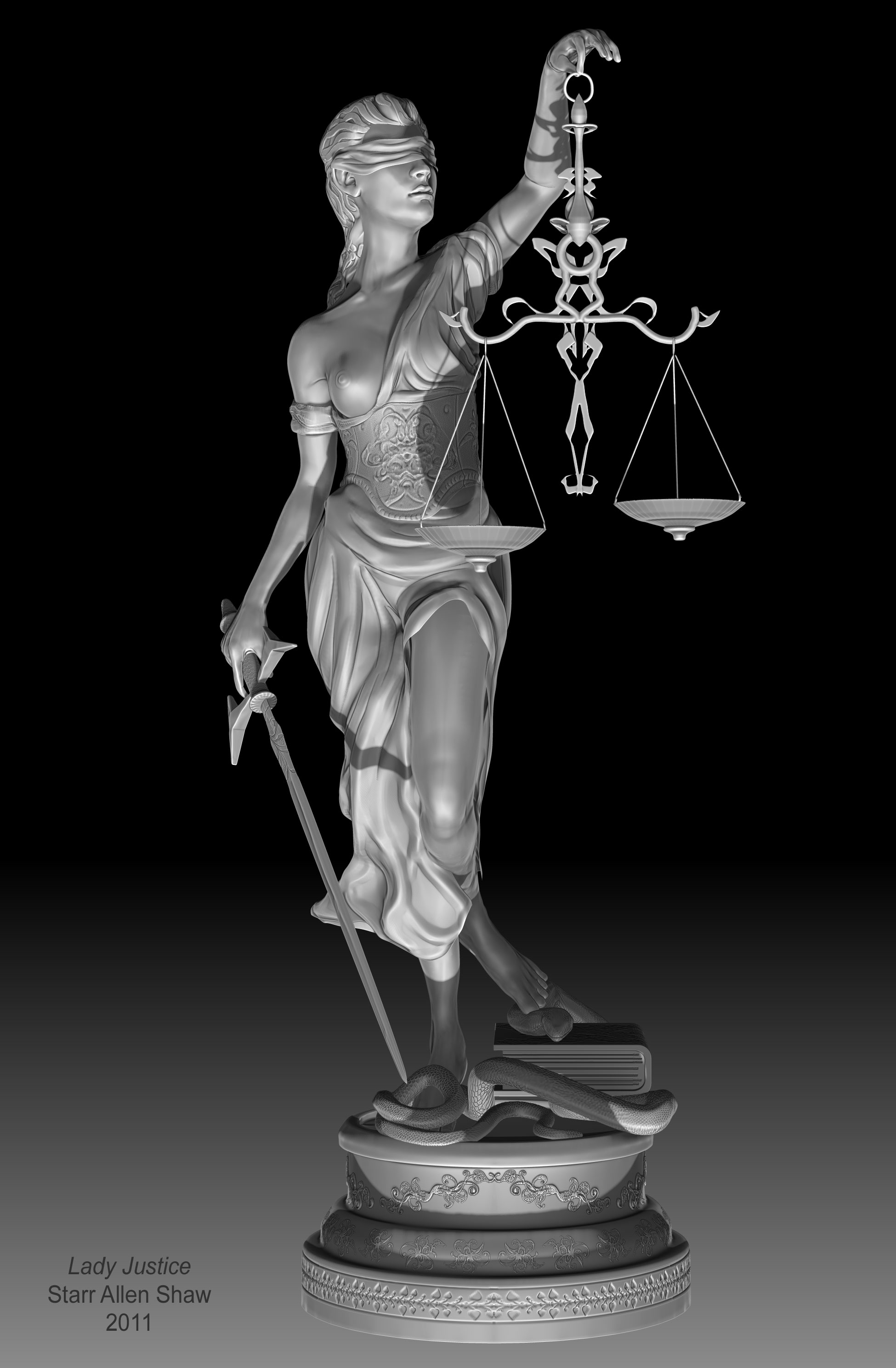 Lady Justice - zBrush 4 Dyna Mesh Sculpture by Starr Allen Shaw -  ZBrushCentral