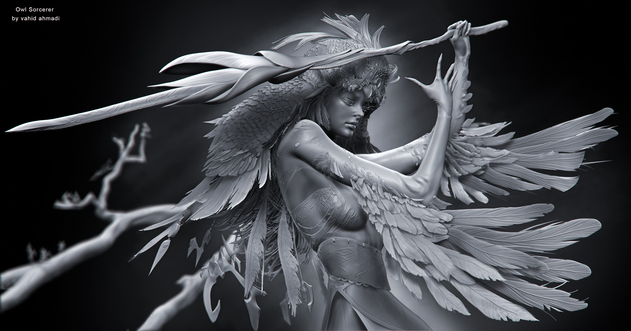03 Owl sorcerer by vahid ahmadi zbrush work clay render.jpg