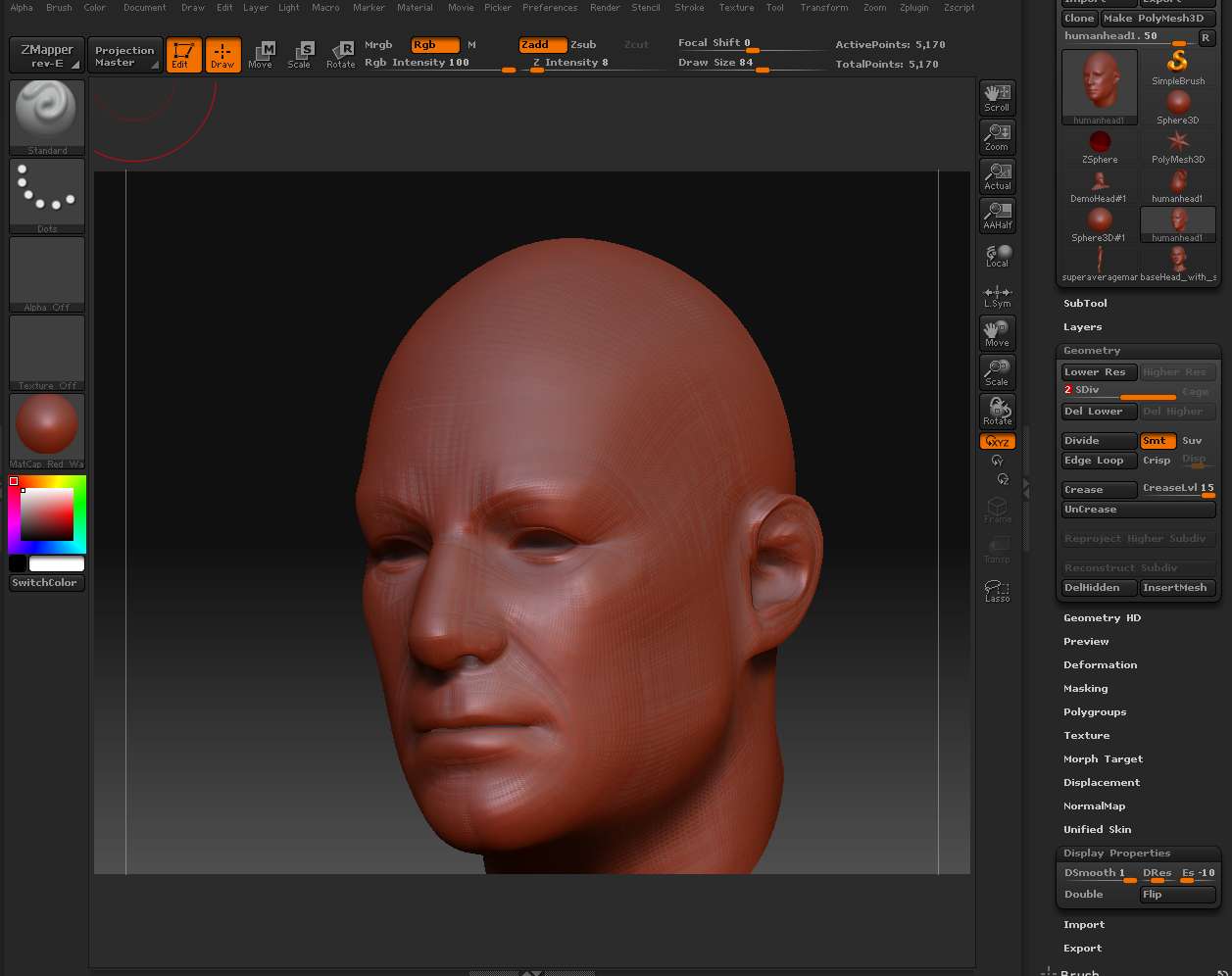 smooth in zbrush isnt smothing well set to 100 intensity