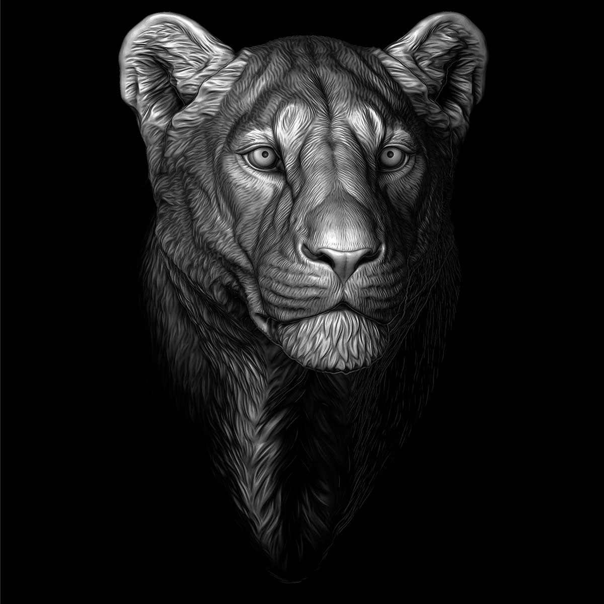 lioness-zbrush-sculpt-BW-01