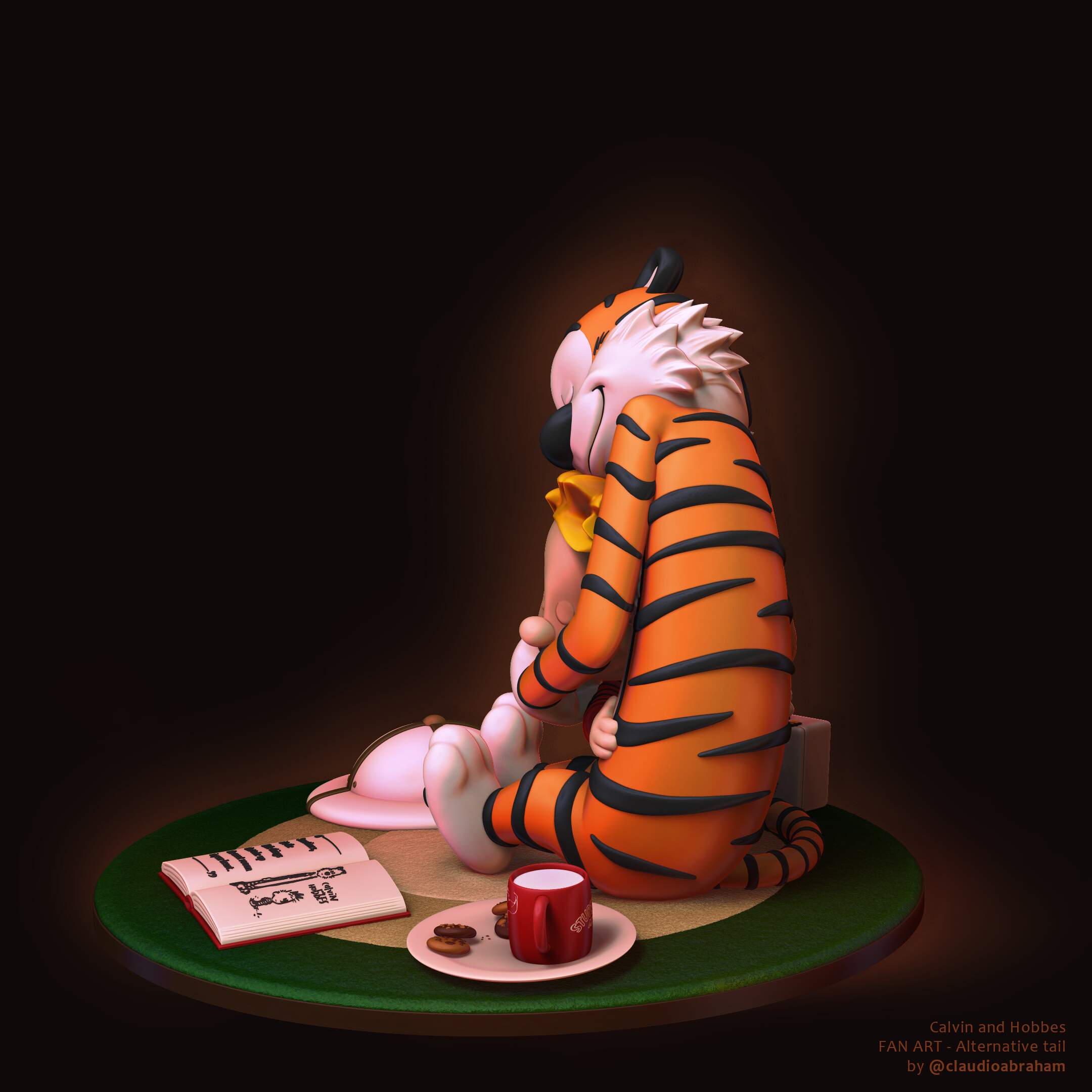 Calvin and Hobbes Diorama - 191f - Soulbonding Render - Tail 2 - Color - CUST2 - Signed