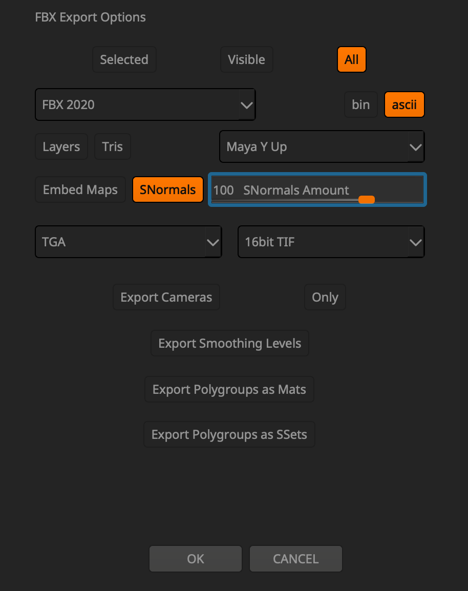 export settings