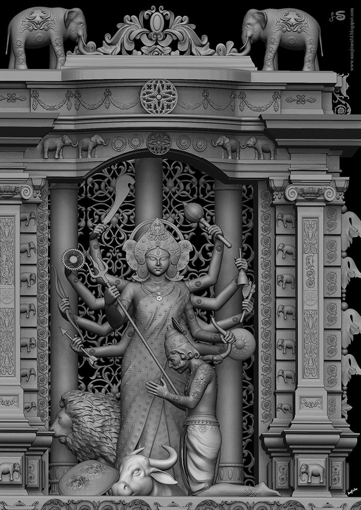 Durga_Digital_Sculpture2020_SurajitSen_Oct2020A1_wip_L