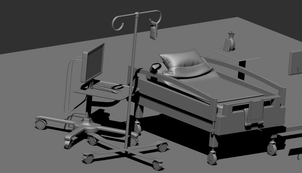 hospital room with ekg