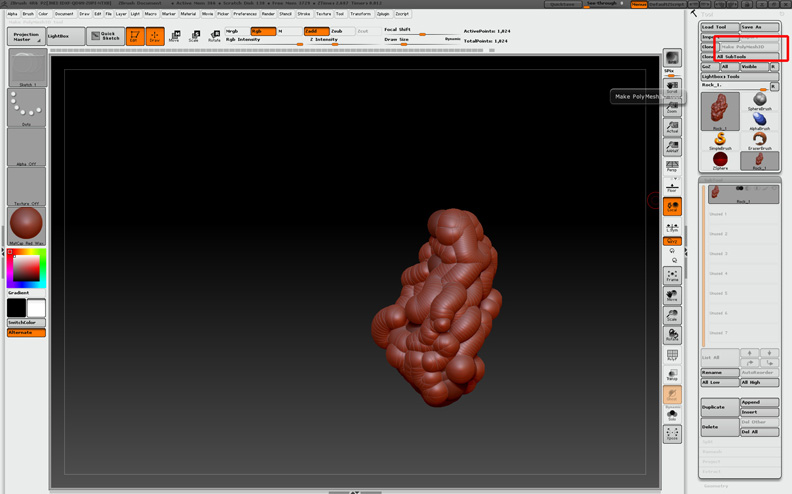 make polymesh 3d zbrush