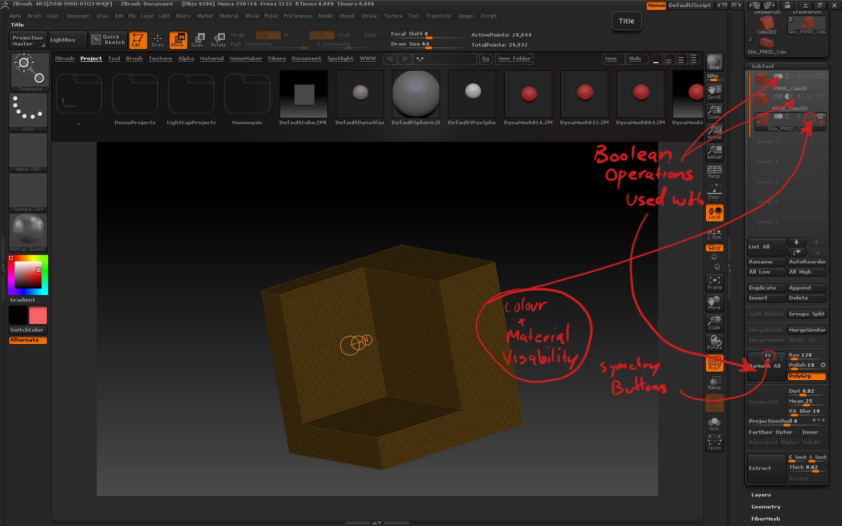 zbrush center subtool