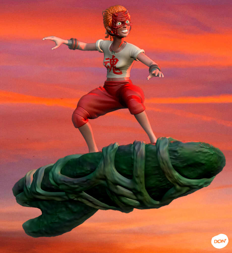 red surfer