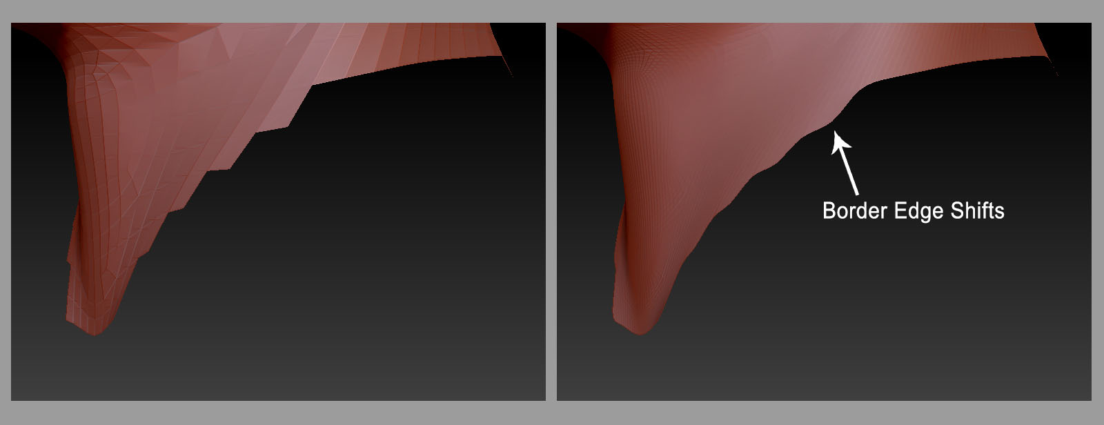 how to divide in zbrush without caving edges in
