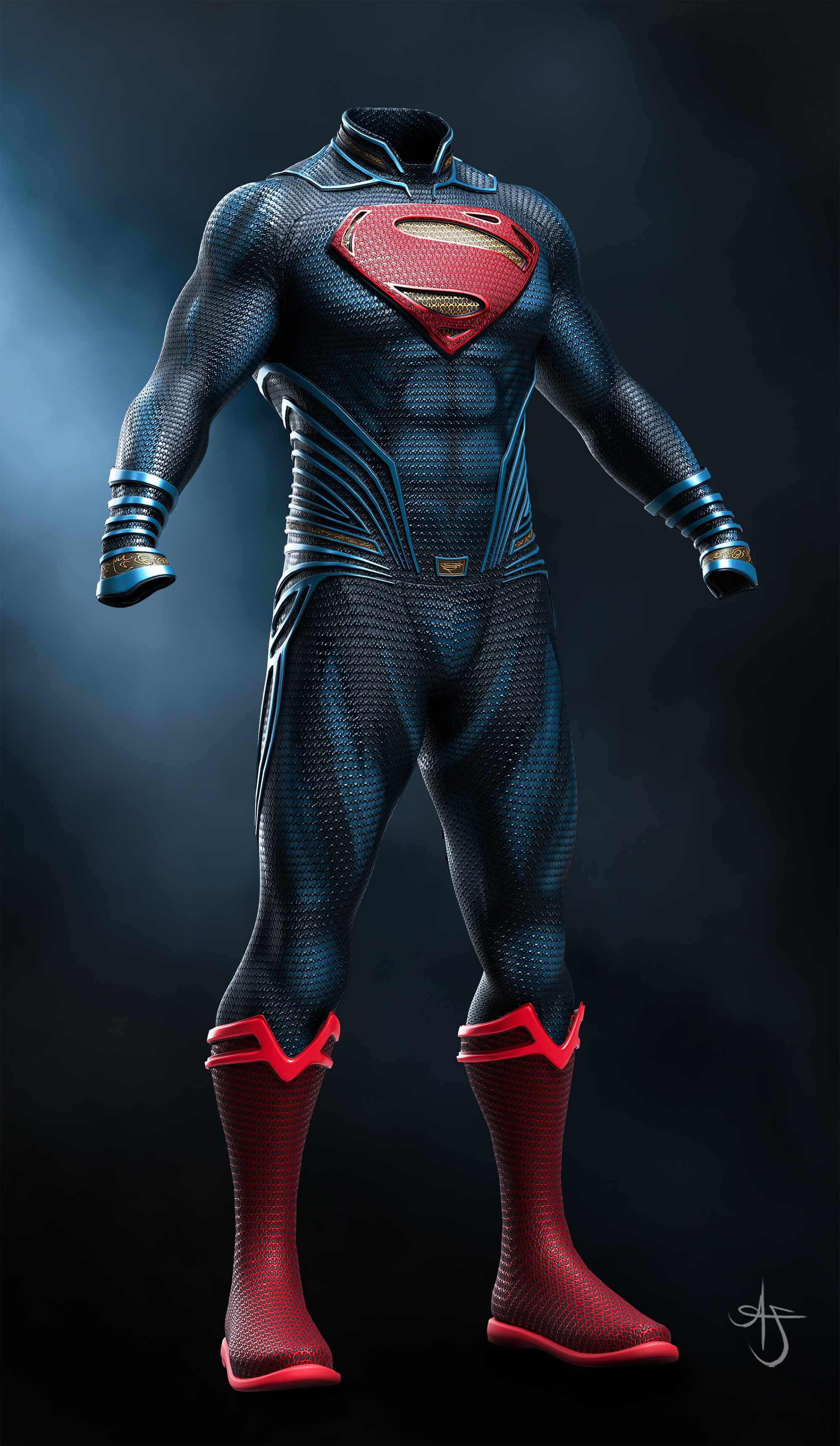 Henry Cavill Superman in a cyberpunk style armor and