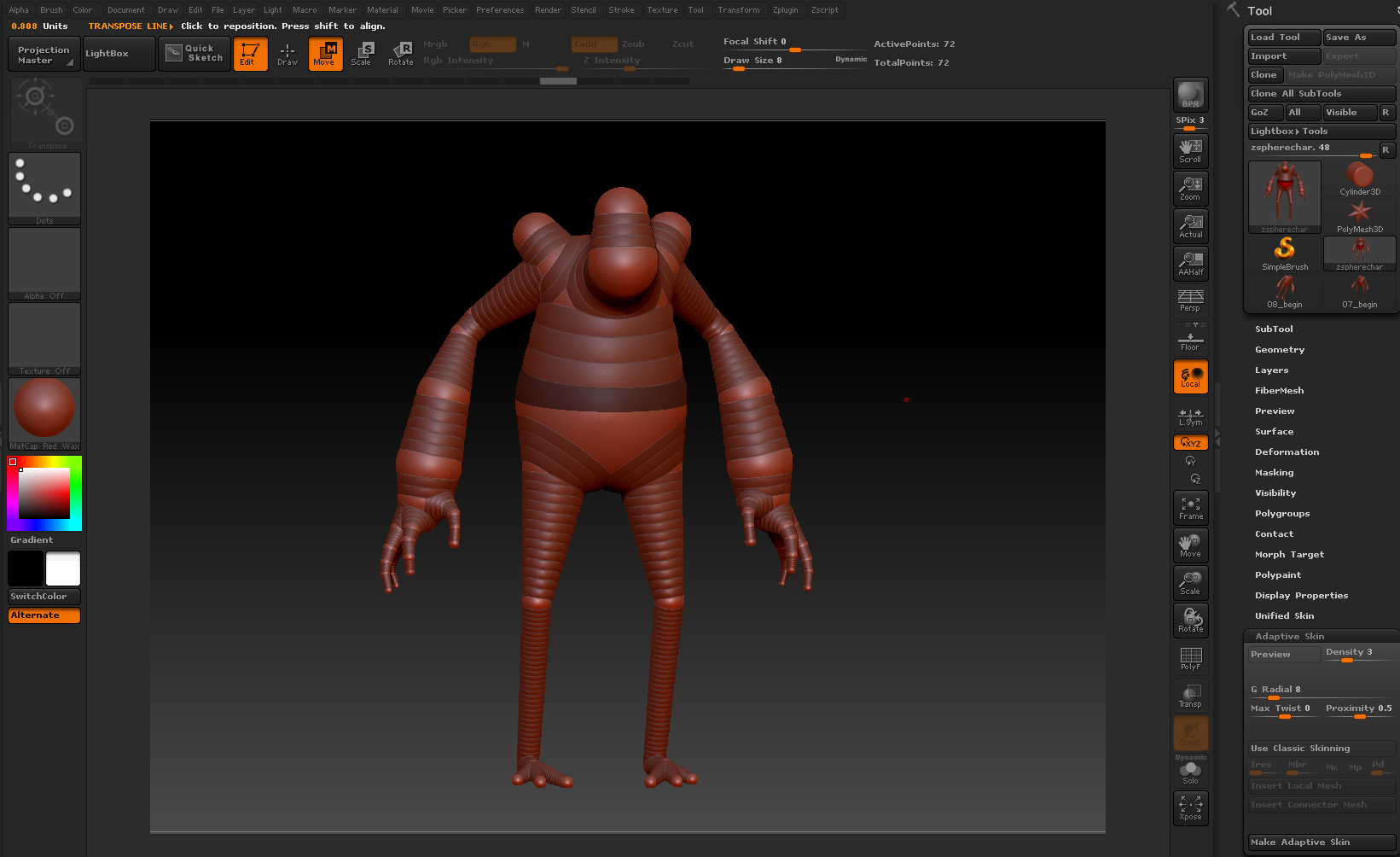 Zsphere adaptive skin has hard edges between spheres ZBrushCentral