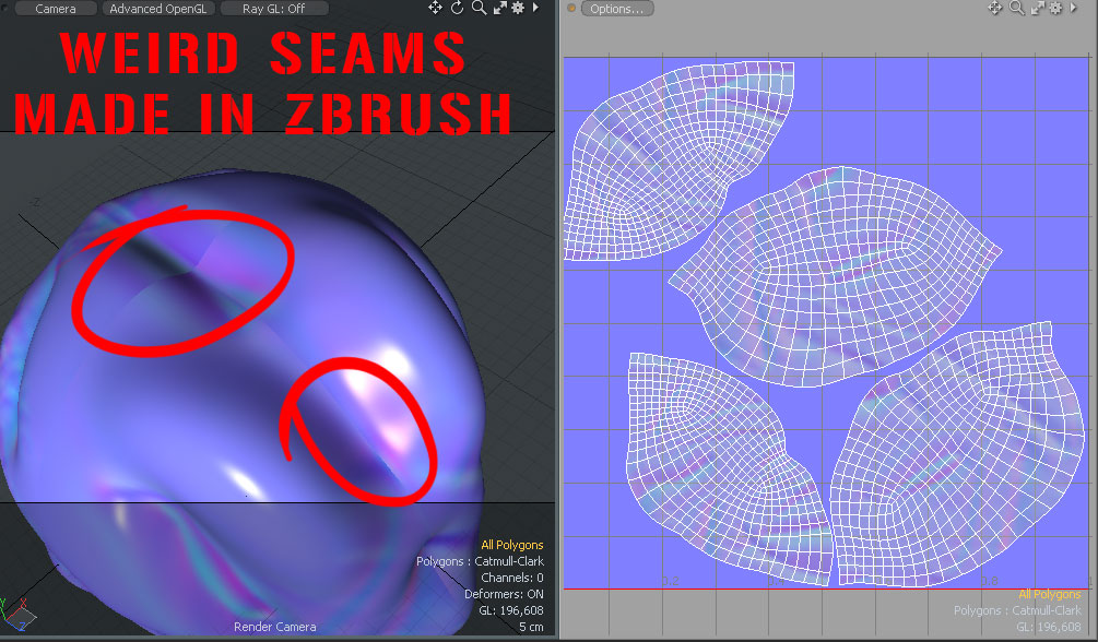 why zbrush wont split ring center poitn of cylidner