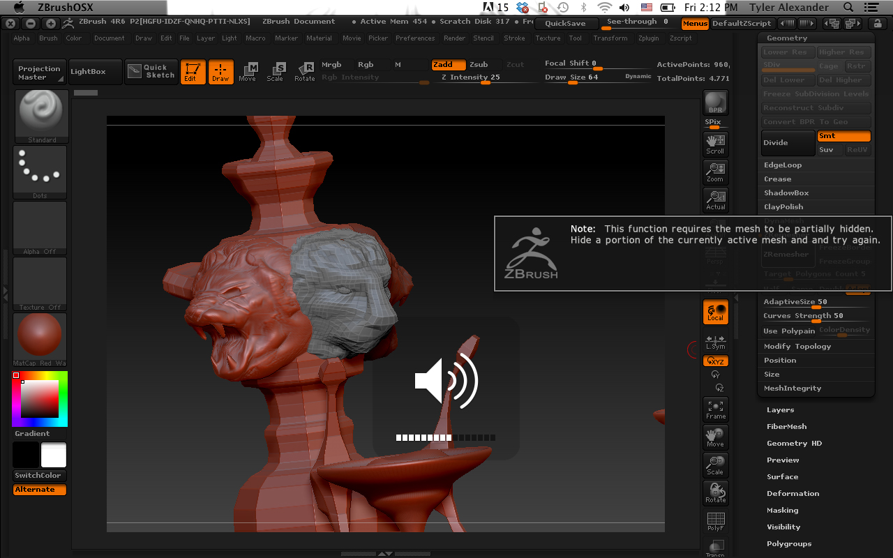 how to hide mesh in zbrush