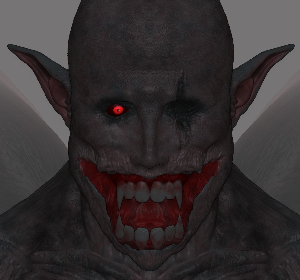 Vampire closeup in fog crop