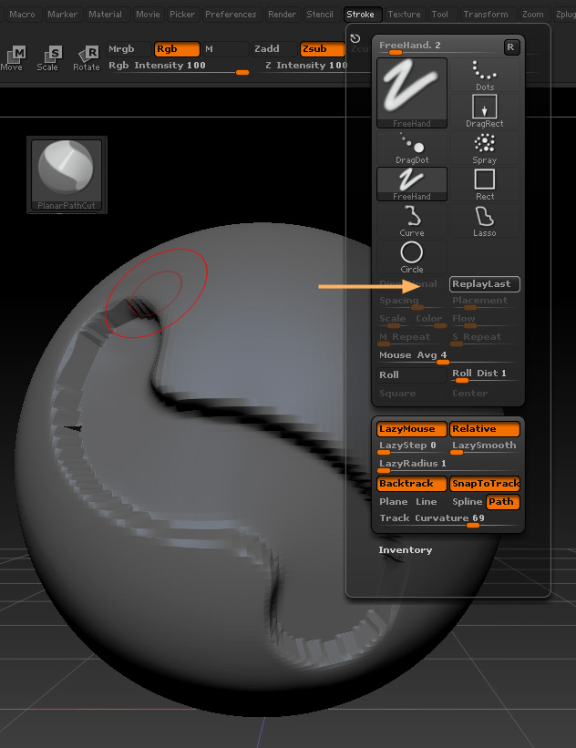 non dynamic planar brush zbrush