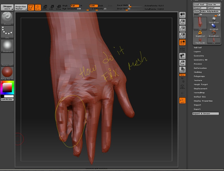 how to turn off see through mesh in zbrush