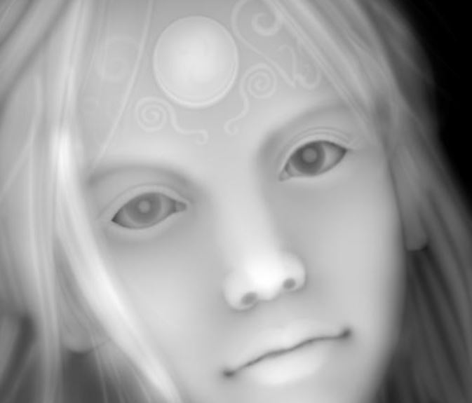Screen capture of original grayscale girl image