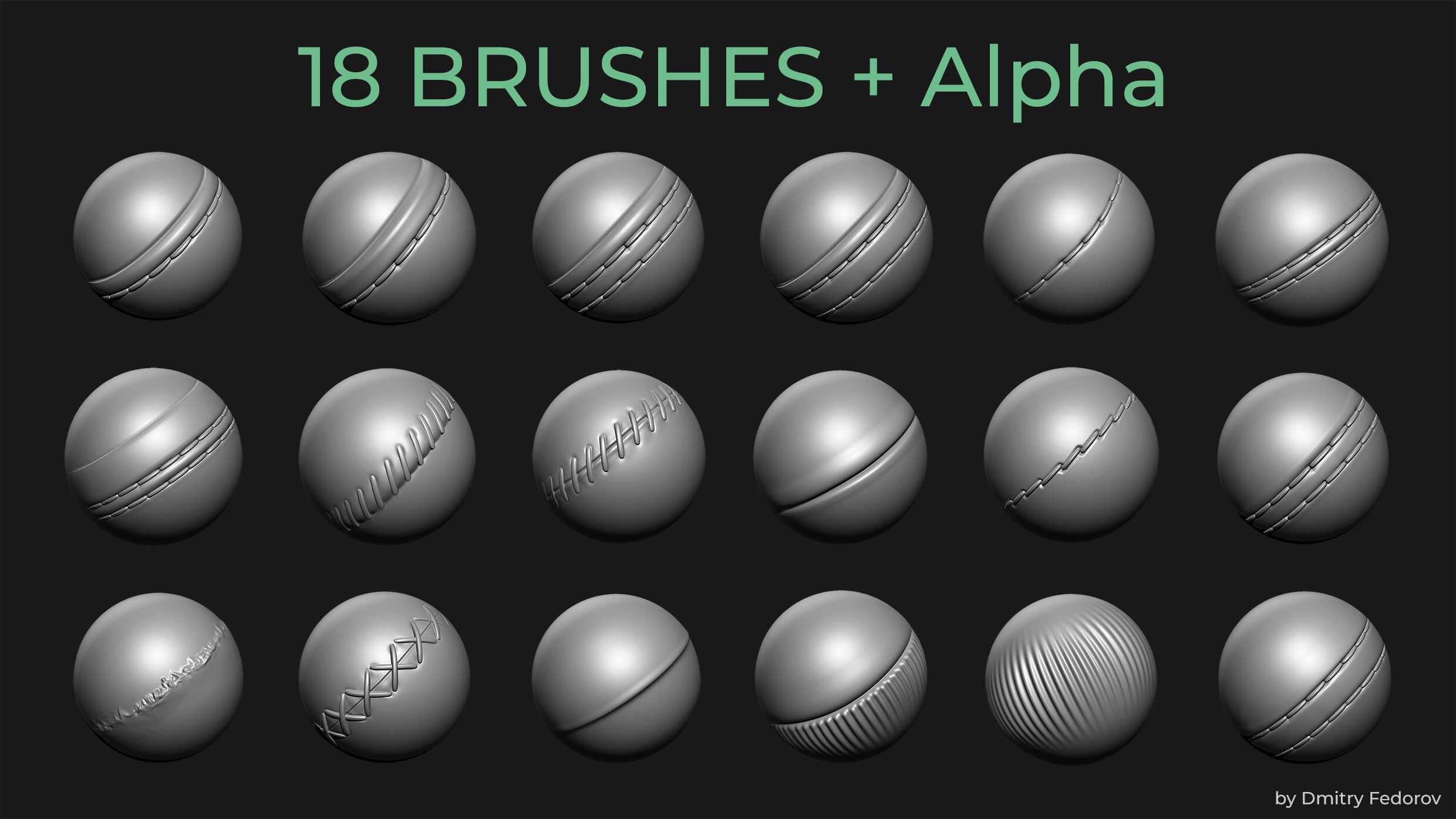18 fabric brushes for Zbrush / Stitch / seam / +alpha ZBrushCentral