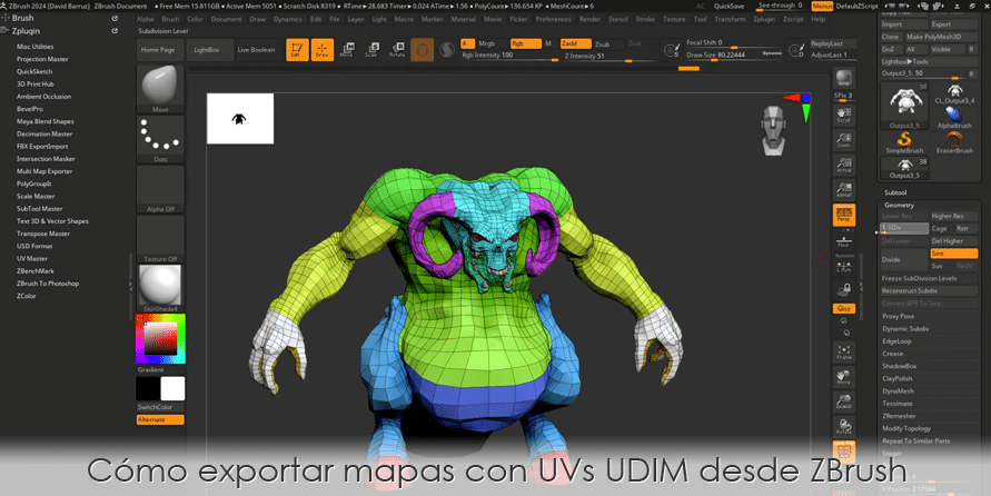 como-exportar-mapas-con-UVs-UDIM-desde-ZBrush