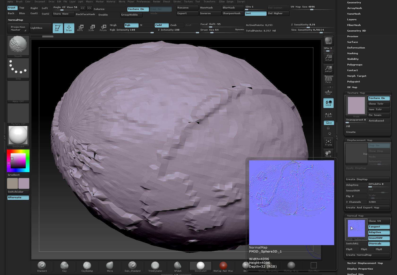 display normal map in zbrush