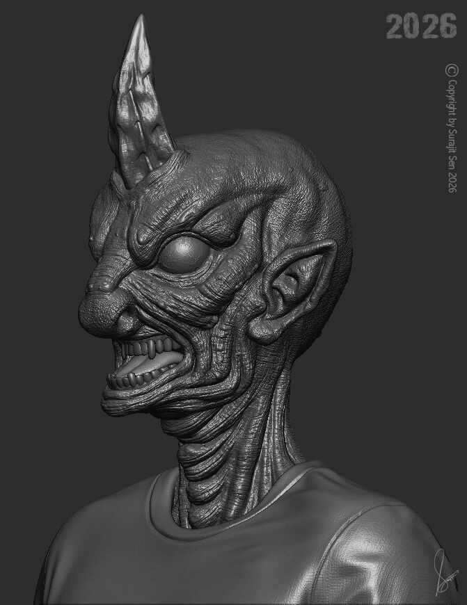 One_Horn_Creature_Digital_SCulpture_SurajitSen_June2026_for_WIP1