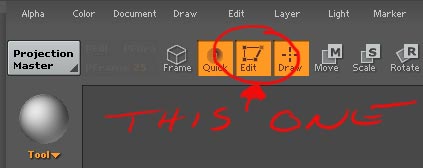where is the quick 3d edit for zbrush