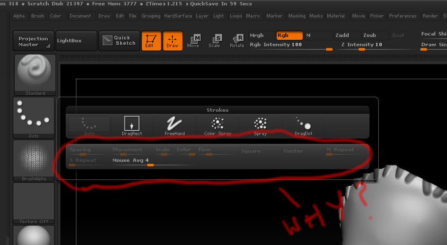 Stroke Modifier Menu Options Greyed Out Zbrush 4R5 ZBrushCentral