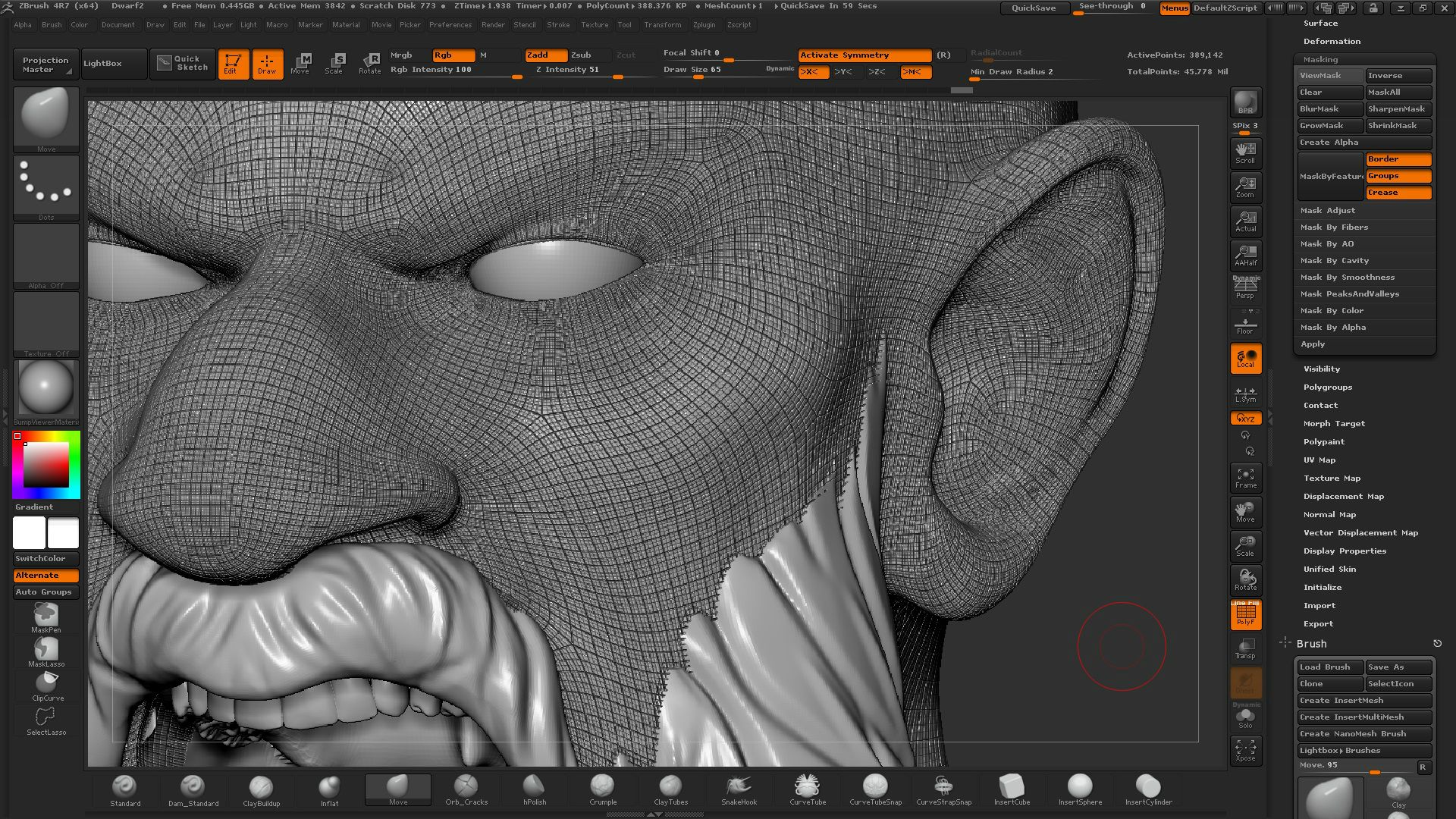 when polyframe is on the screen is dark zbrush 2018