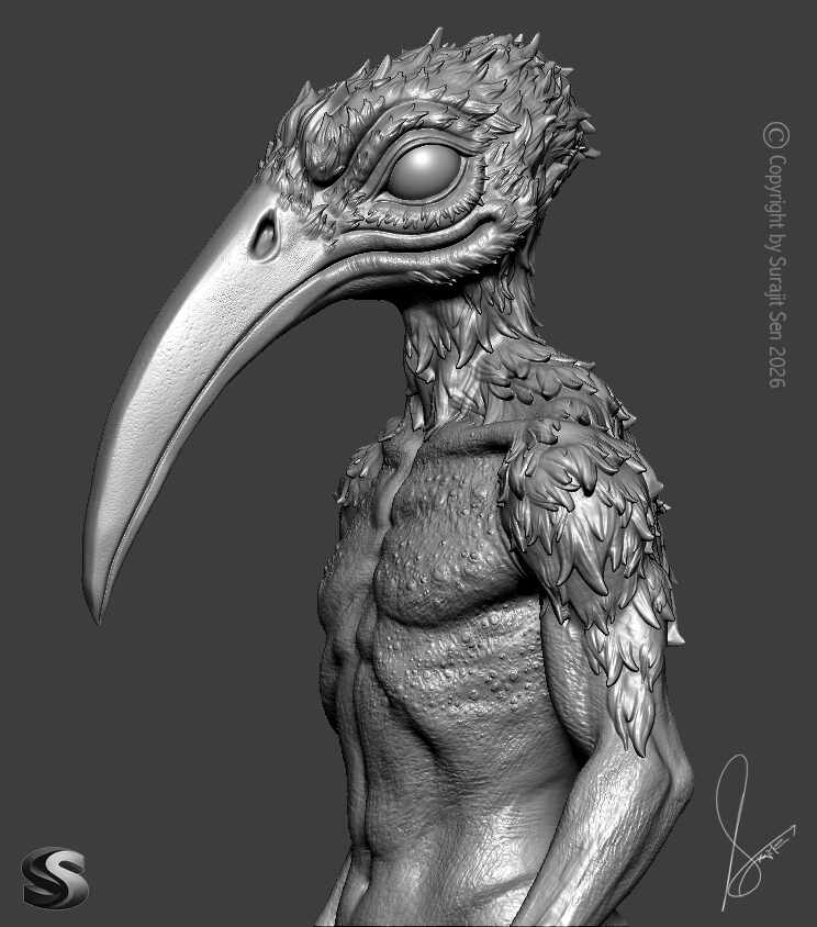 The Silent Ornitharch _Digital_Sculpture_SurajitSen_June2026_WIP1