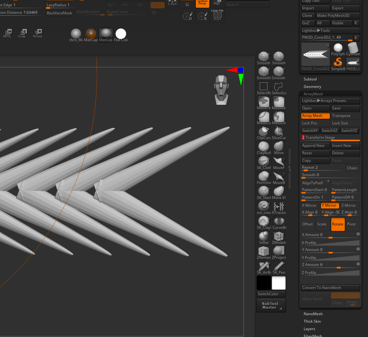 dynamic subdivision after array make mesh zbrush