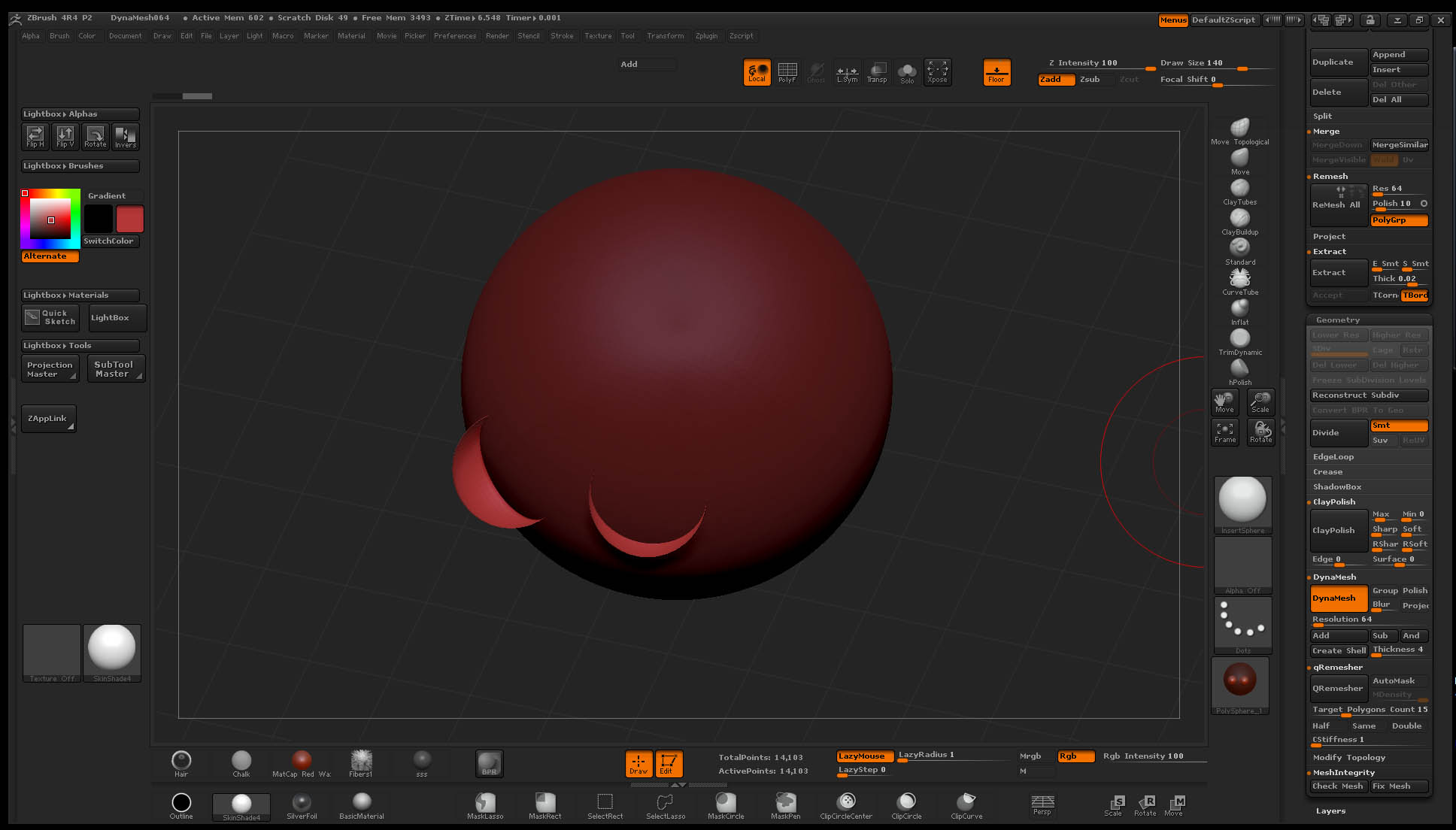 no insert sphere brush in zbrush