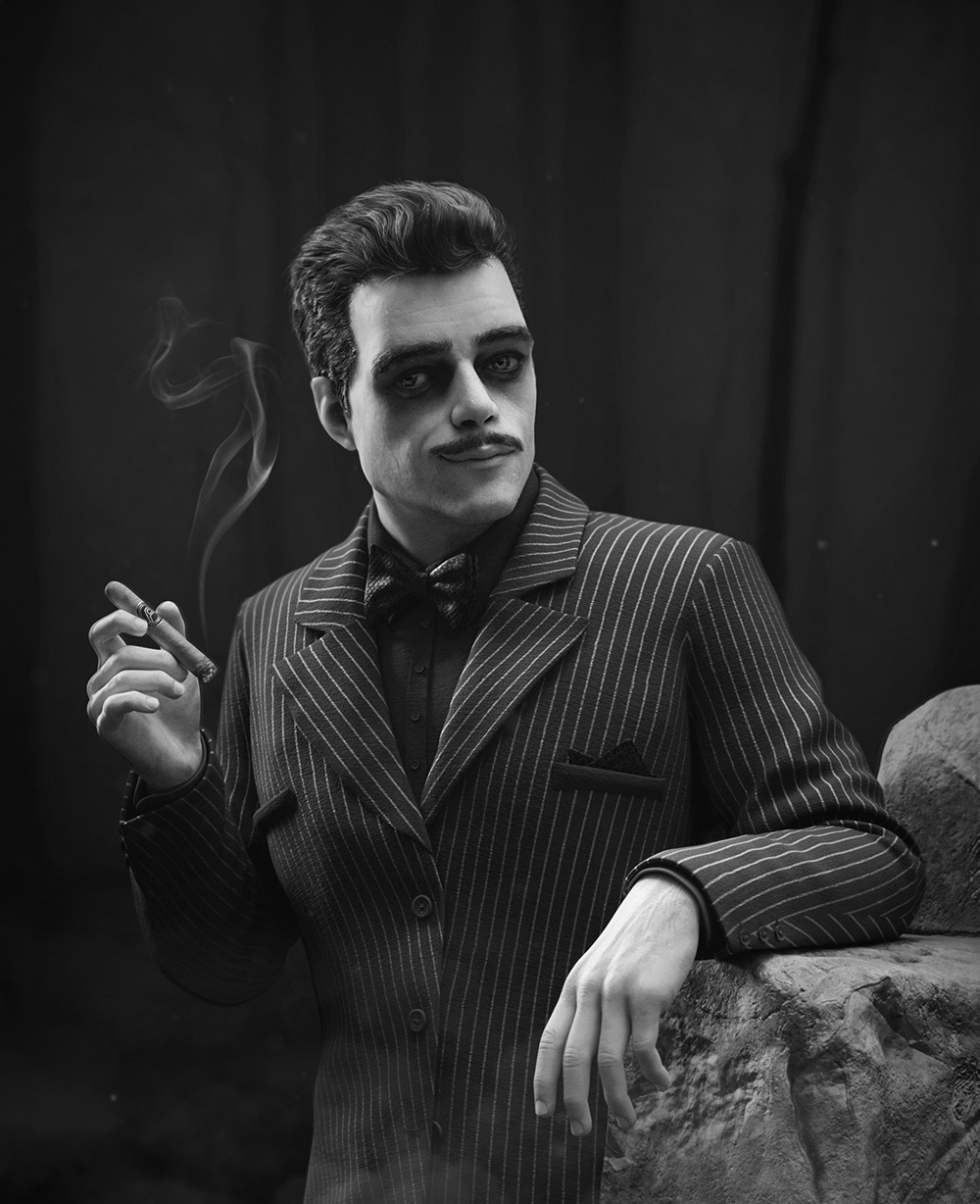 Young Gomez Addams B&W