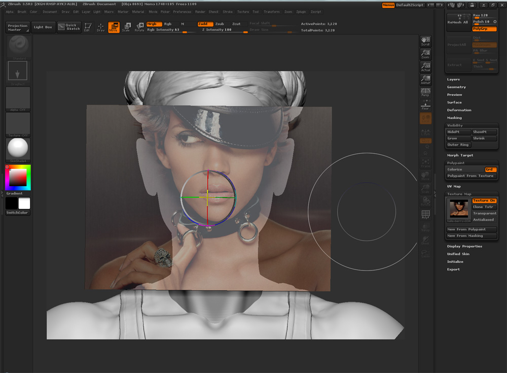 projection master zbrush polypaint