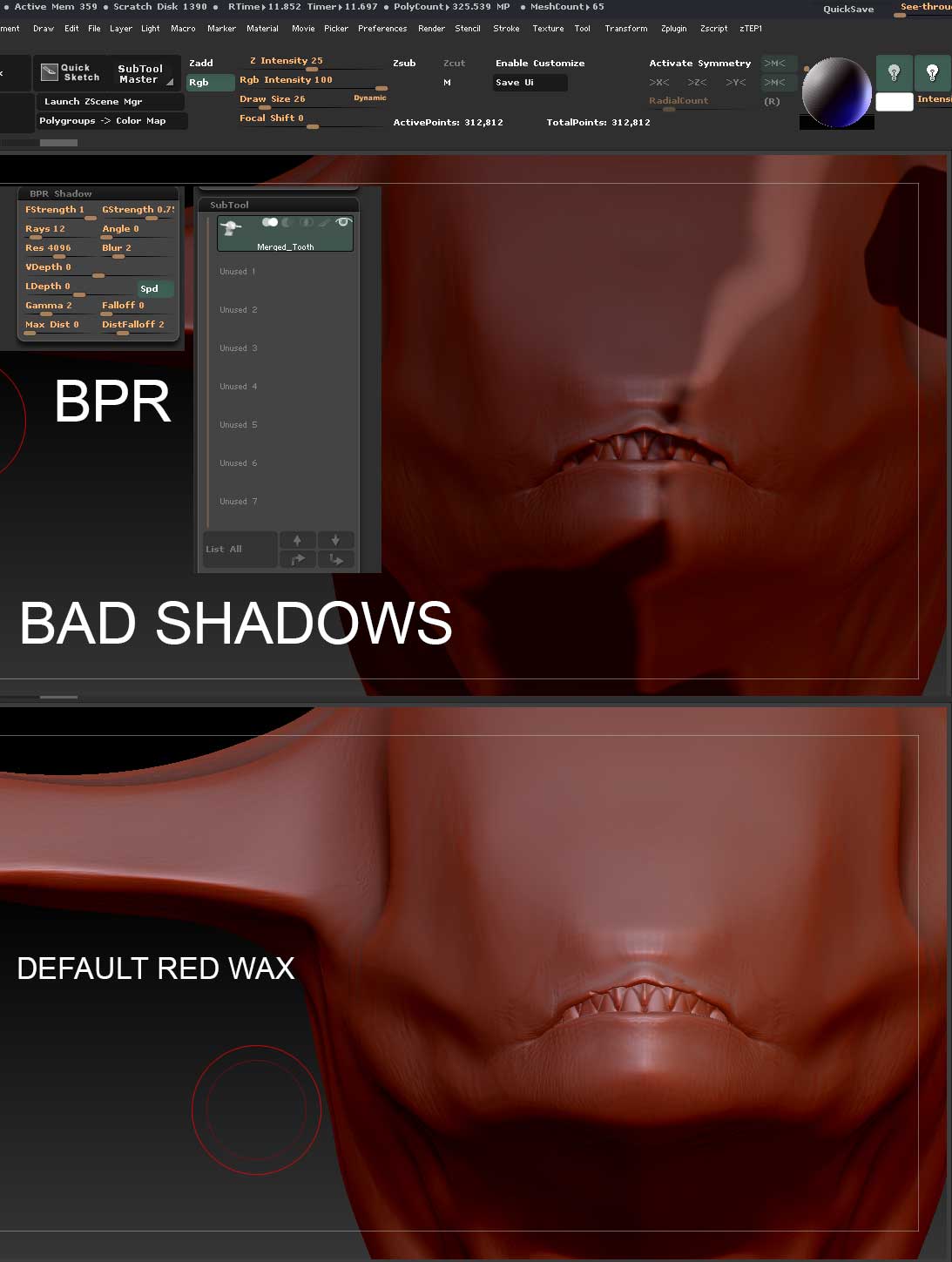 subtotal greyed out zbrush