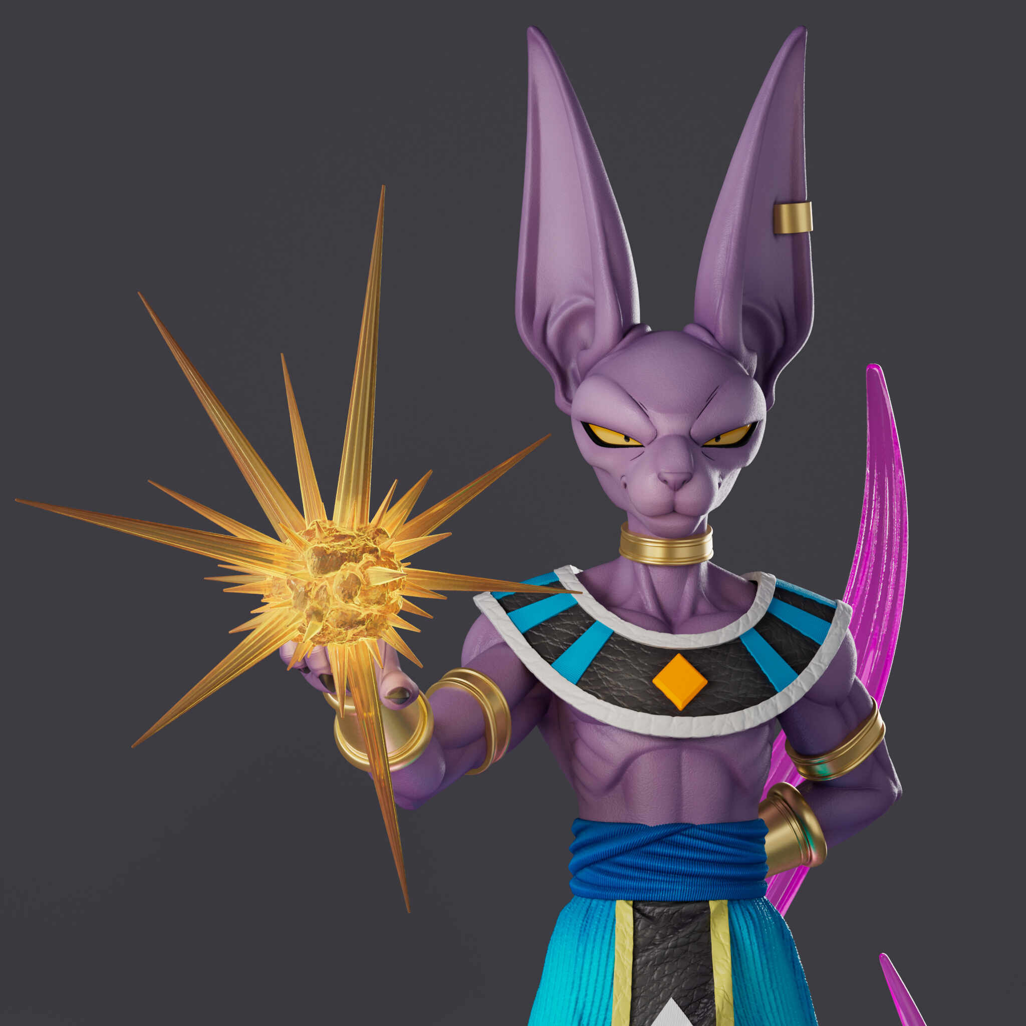 OBJ file Bills Beerus Dragon Ball Dragon Ball Textured RIgged