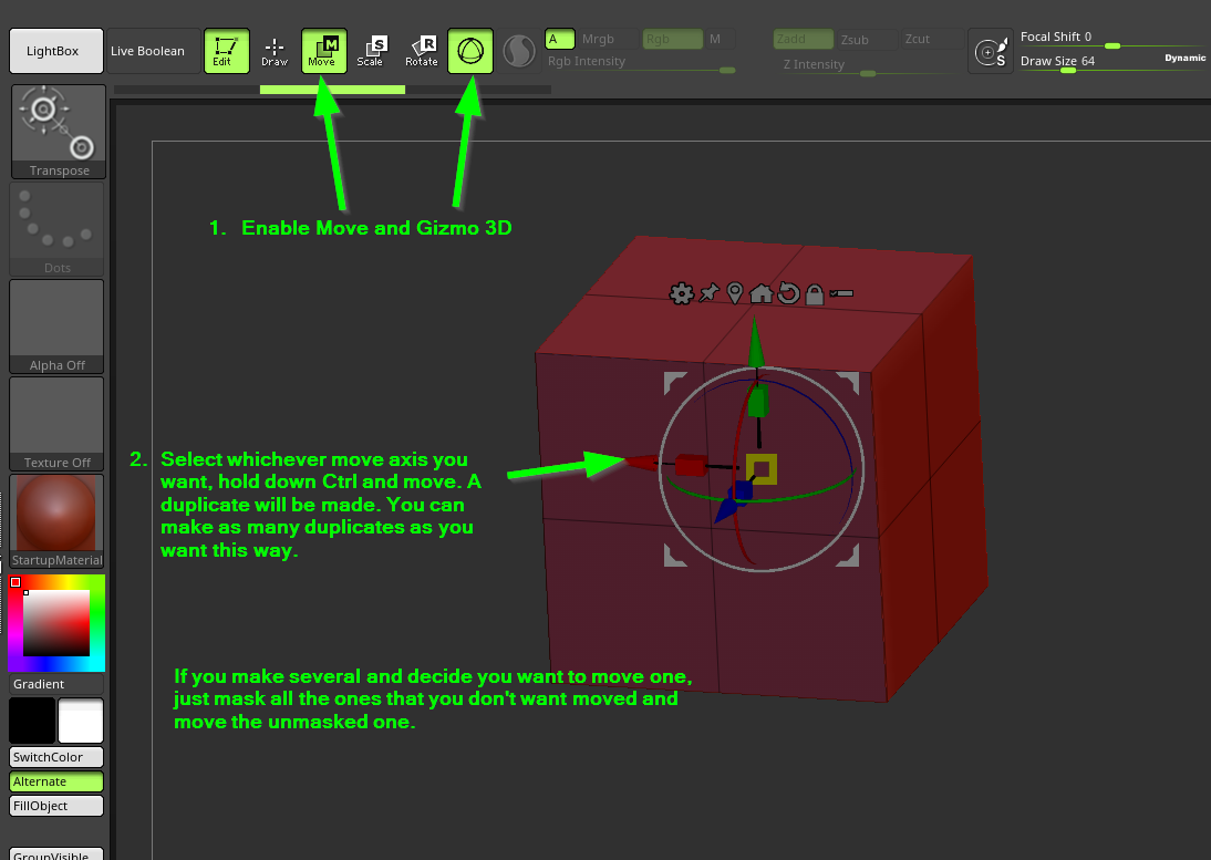 how to select polygons in zbrush