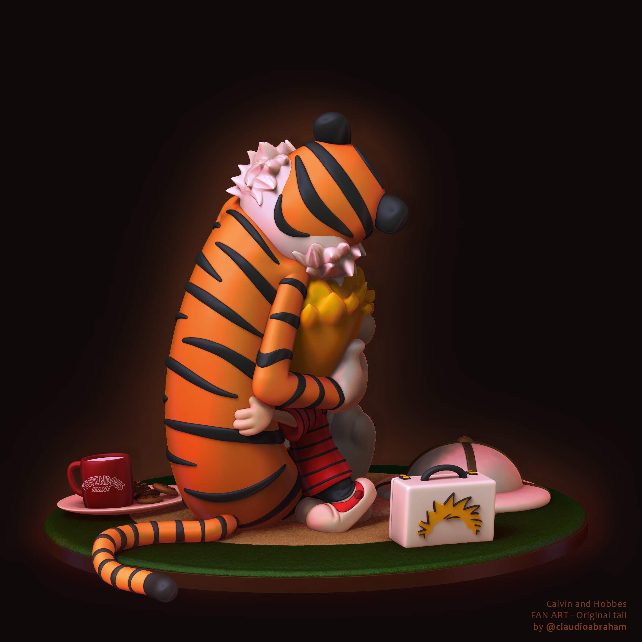 Calvin and Hobbes Diorama - 191f - Soulbonding Render - Tail 1 - Color - Back - Signed