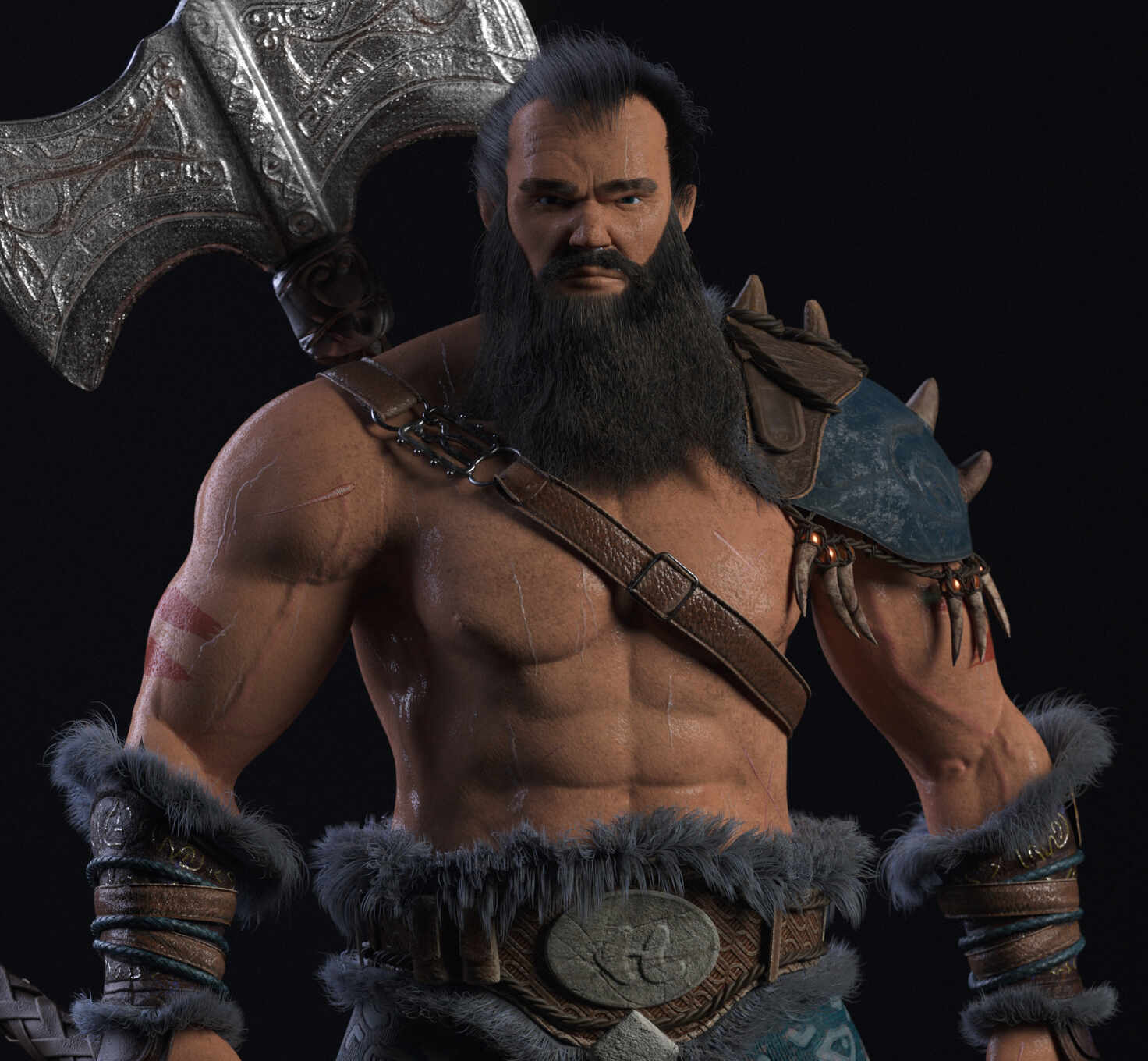 Dwarf Warrior - Game Character - ZBrushCentral, image size:1472x1360