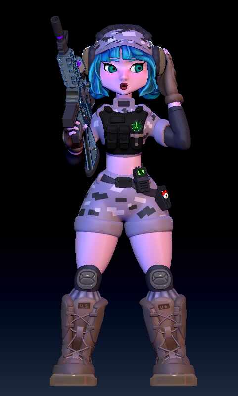 Render MILITARY GIRL3