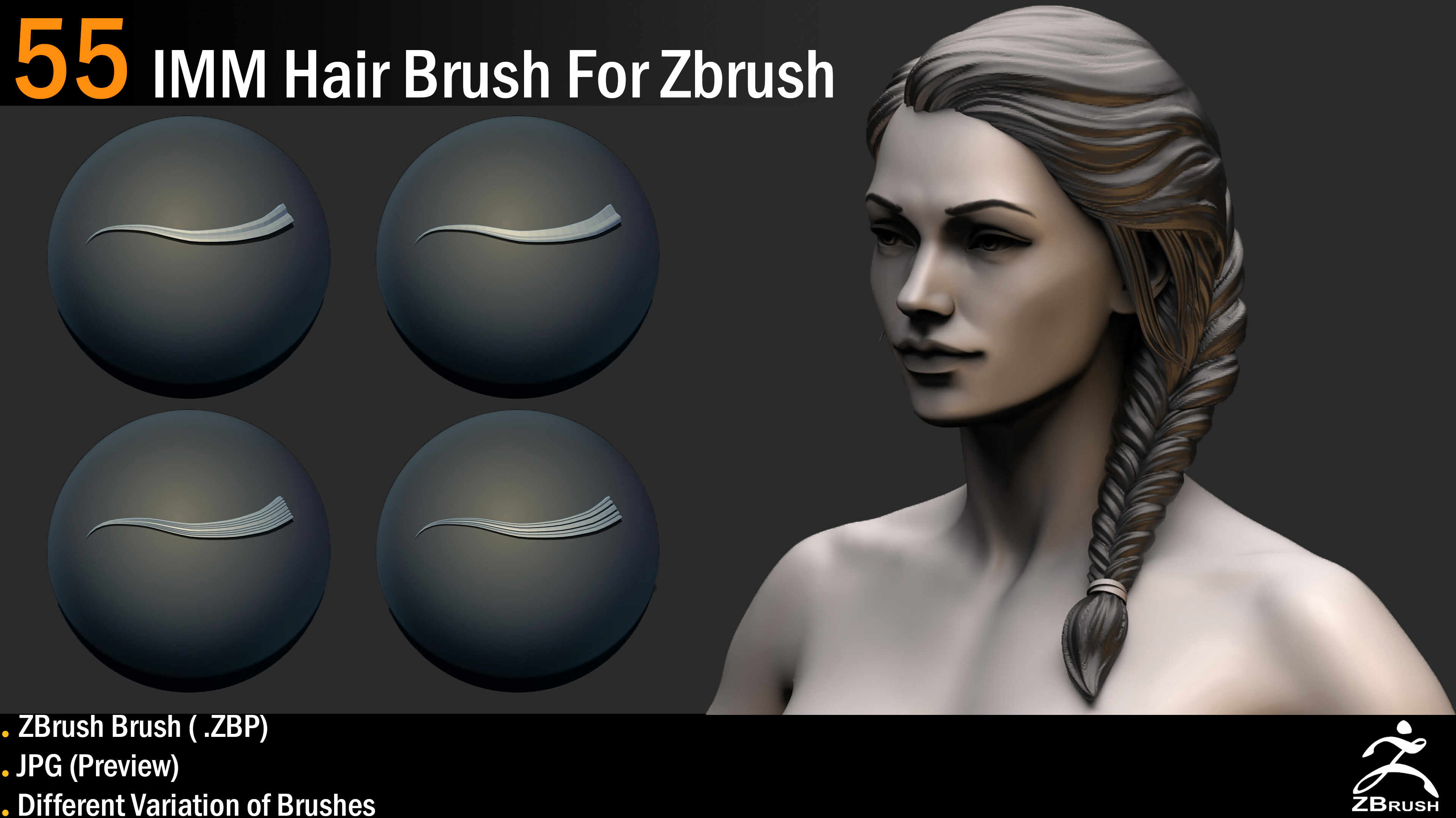 55 IMM Hair Curve Brush - ZBrushCentral