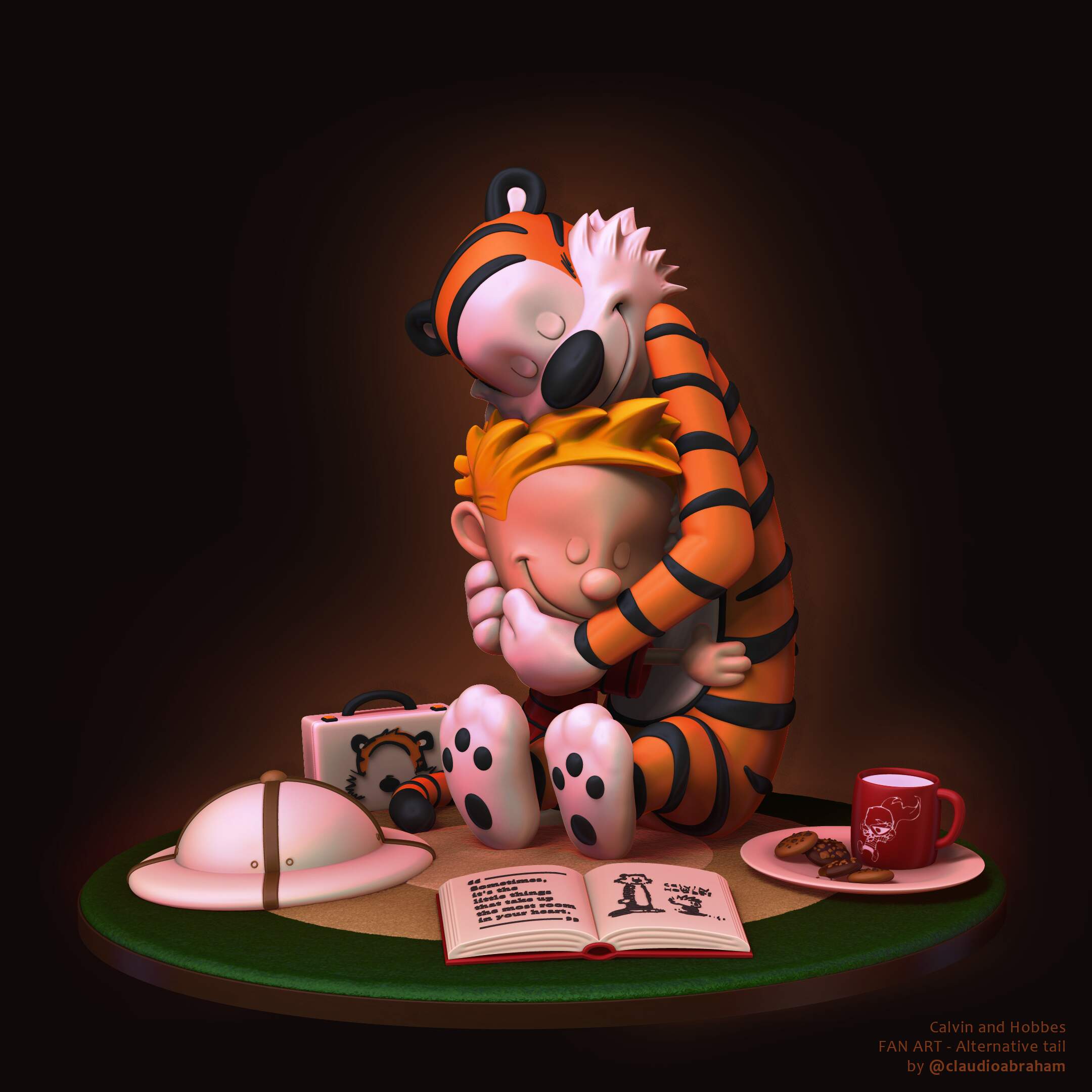 Calvin and Hobbes Diorama - 191f - Soulbonding Render - Tail 2 - Color - Front - Signed