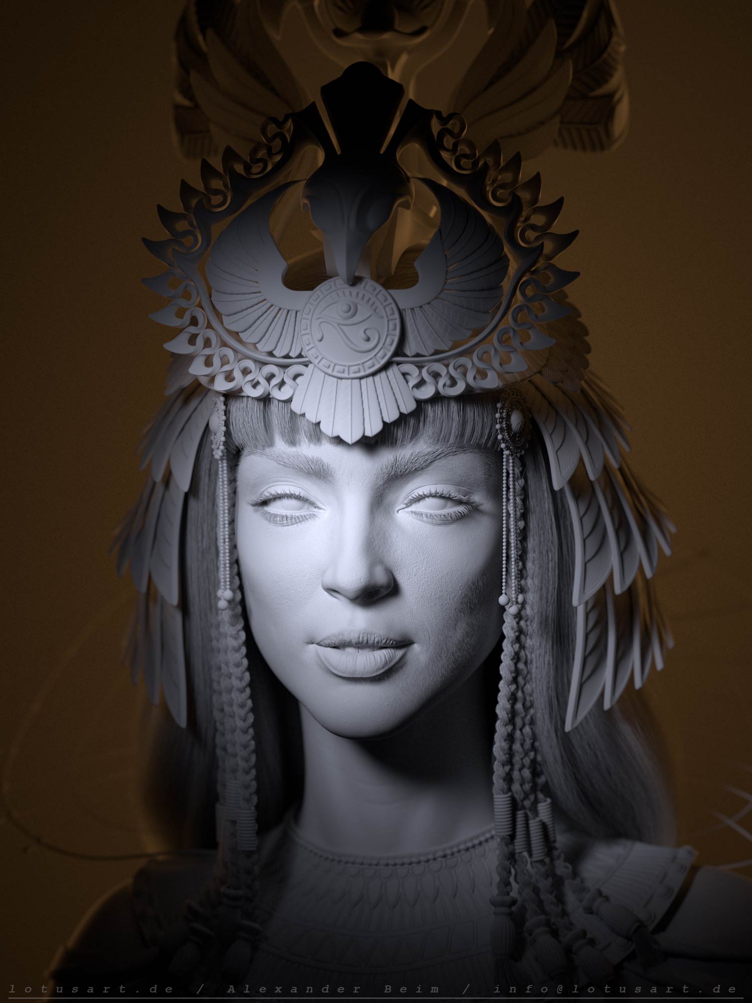 cleopatra_3d_lighting_wireframe_digital_csulpting