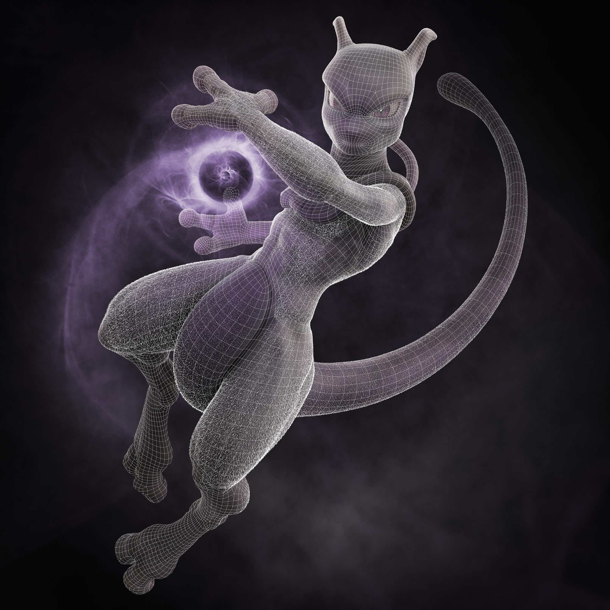 MEWTWO WITH SHADOWBALL-3D printable pokemon with cuts and whole 3D model 3D  printable