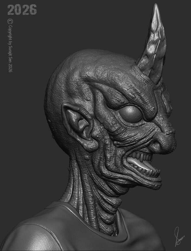 One_Horn_Creature_Digital_SCulpture_SurajitSen_June2026_for_WIP3