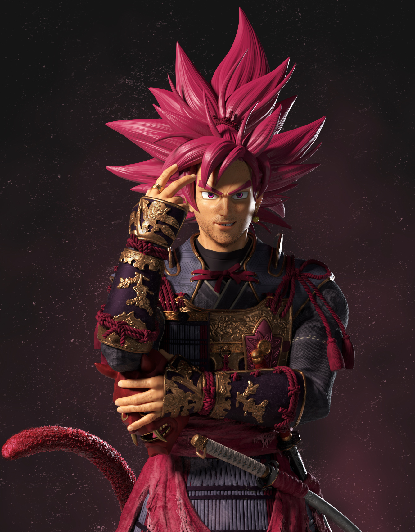 Arte feita por fã mostra versão samurai de Goku Black