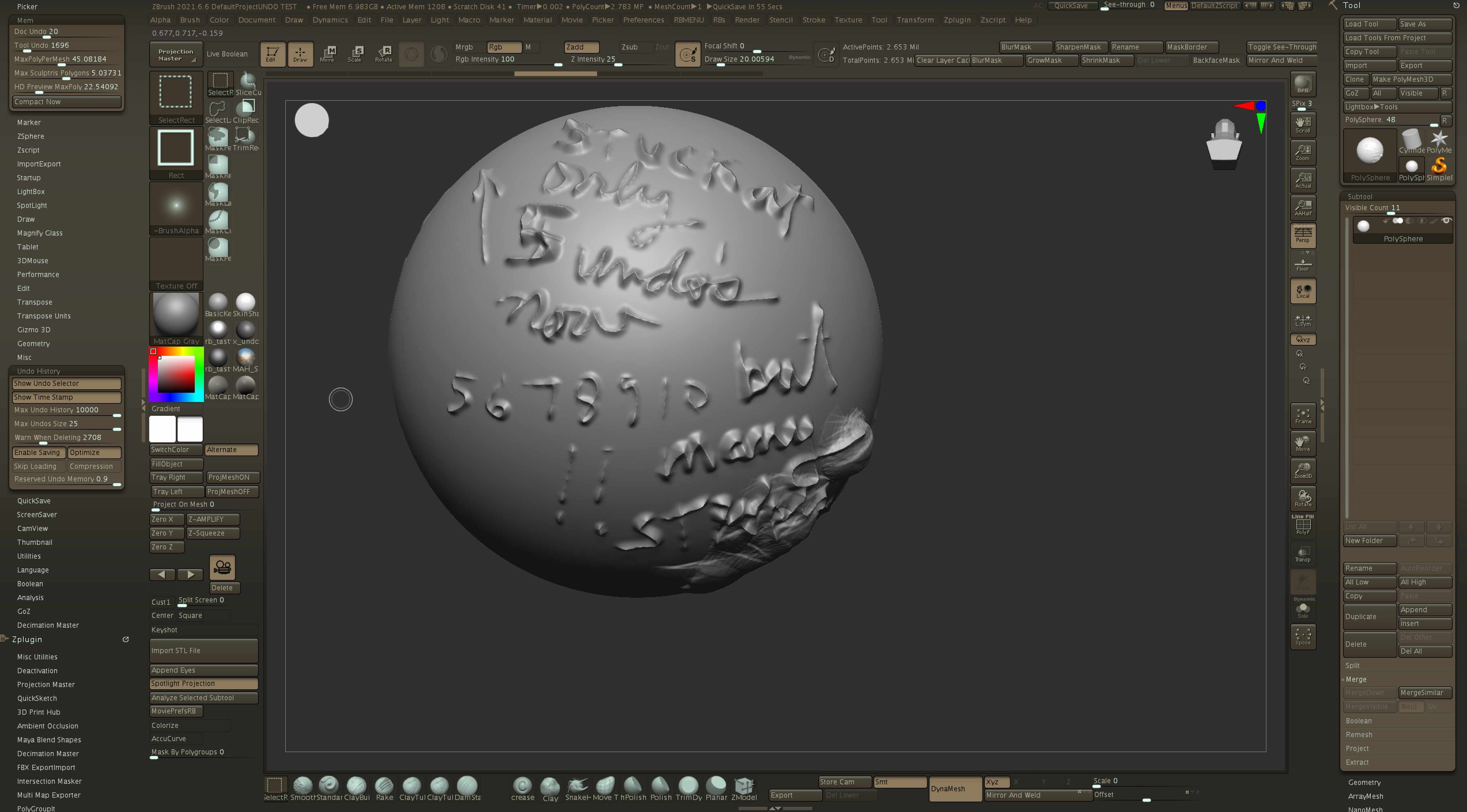 zbrush some undo history entries will be auto-deleted