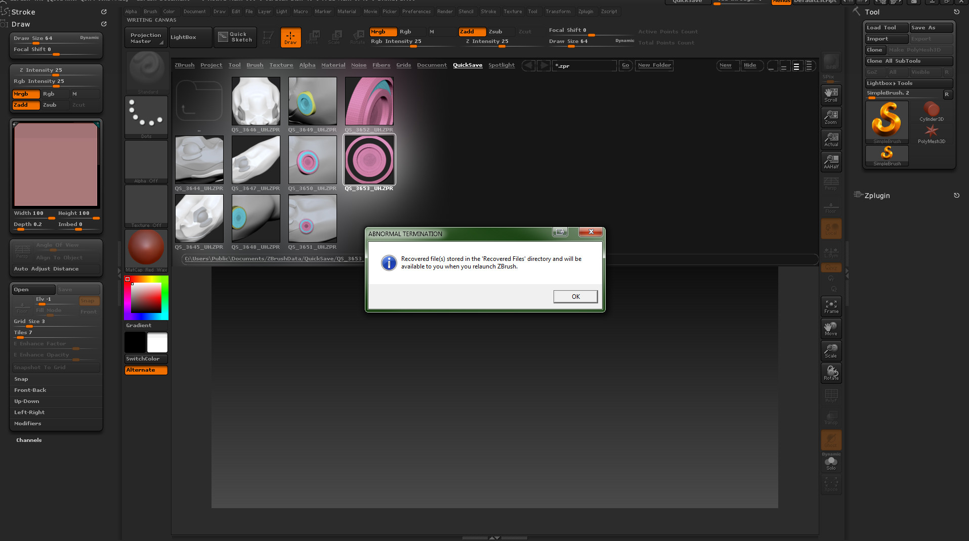zbrush abnormal termination on launch