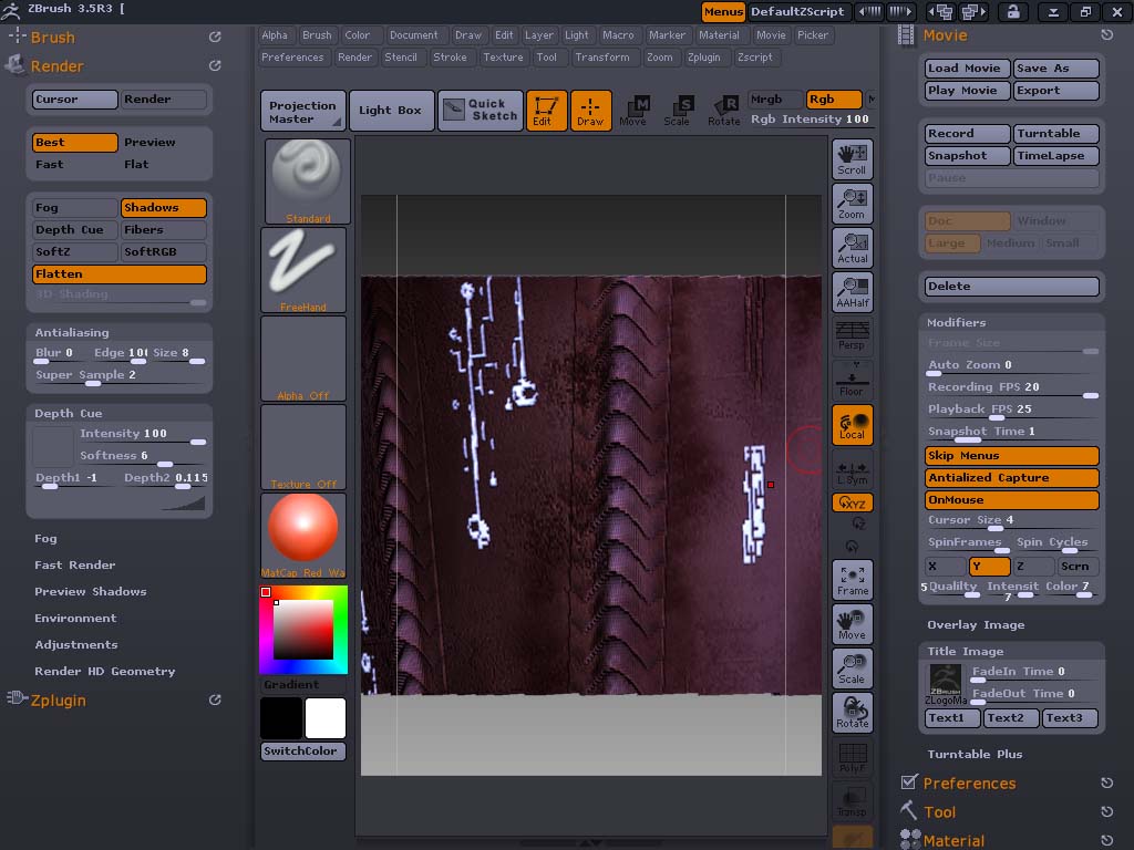 How do I get rid of the flickering in the zbrush render ?? ZBrushCentral