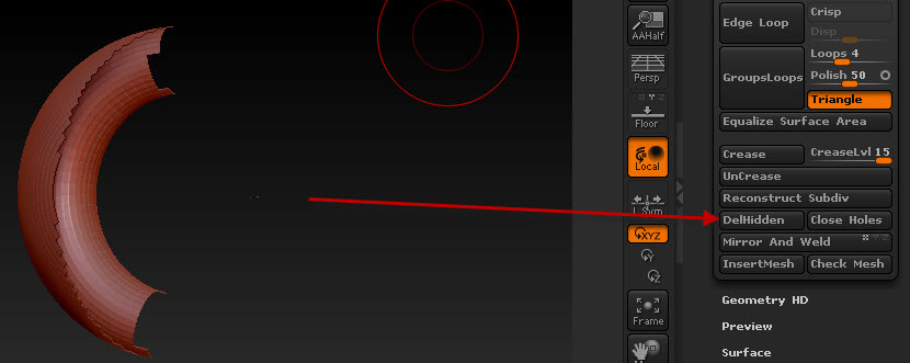 ways to delete hidden faces in zbrush