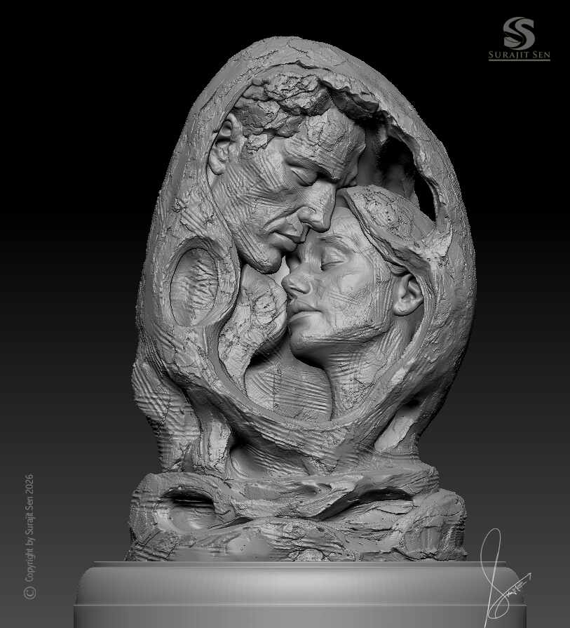 The Sanctuary of Two Souls  Digital Sculpture by Surajit Sen_Digirtal_Sculpture_SurajitSen_4_Jul2026_WIP
